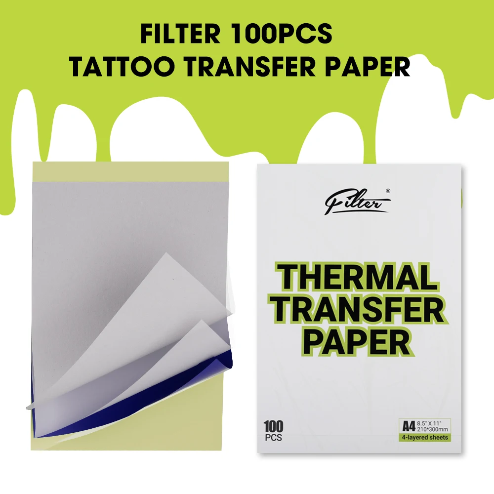 

Filter 100 PCS Tattoo Transfer Tattoo Stencil Paper Copy Paper Thermal Paper for Tattoo Transfer Machine Accessories