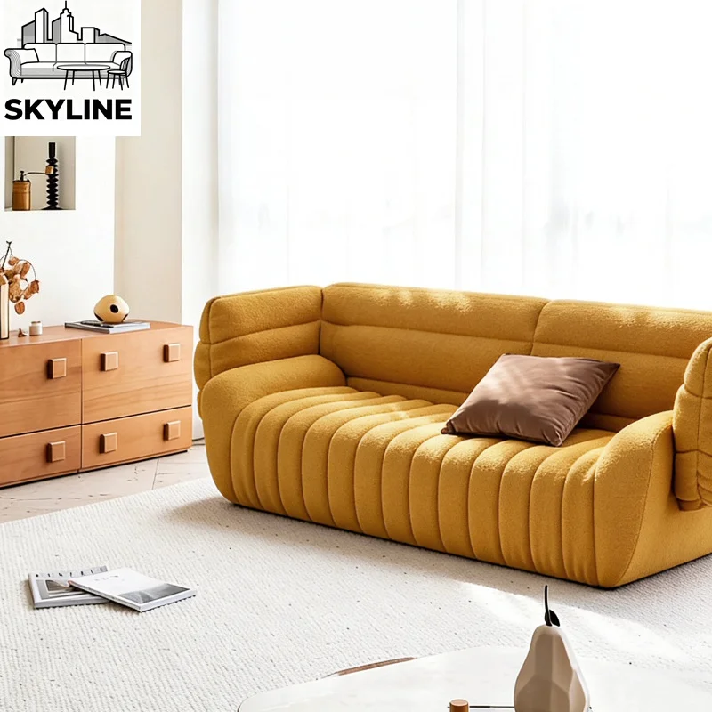 Unique Irregular Fabric Lounge Sofa, Minimalist Designer Couch for Small House Living Room Decoration