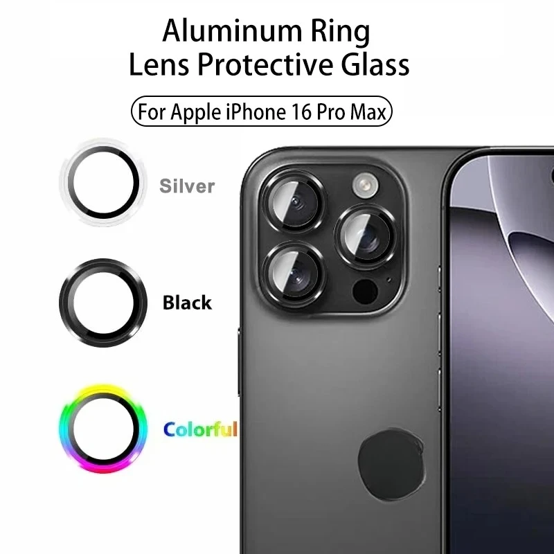 Metalowy pierścień ochronny na obiektyw do iPhone 17 16 15 Pro Max, szkło na iPhone 14 12 13 Pro Max 12 13 Mini, HD folia hartowana na aparat telefonu