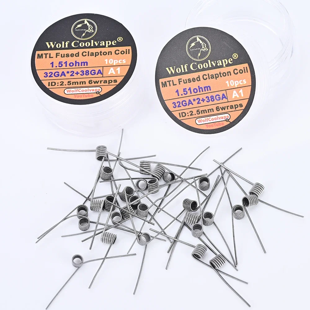 10 قطعة/صندوق wolfcoolvape MTL تنصهر كلابتون لفائف 1.51ohm 32GA * 2 + 38GA A1 المواد لخزان رذاذ vape rda rta
