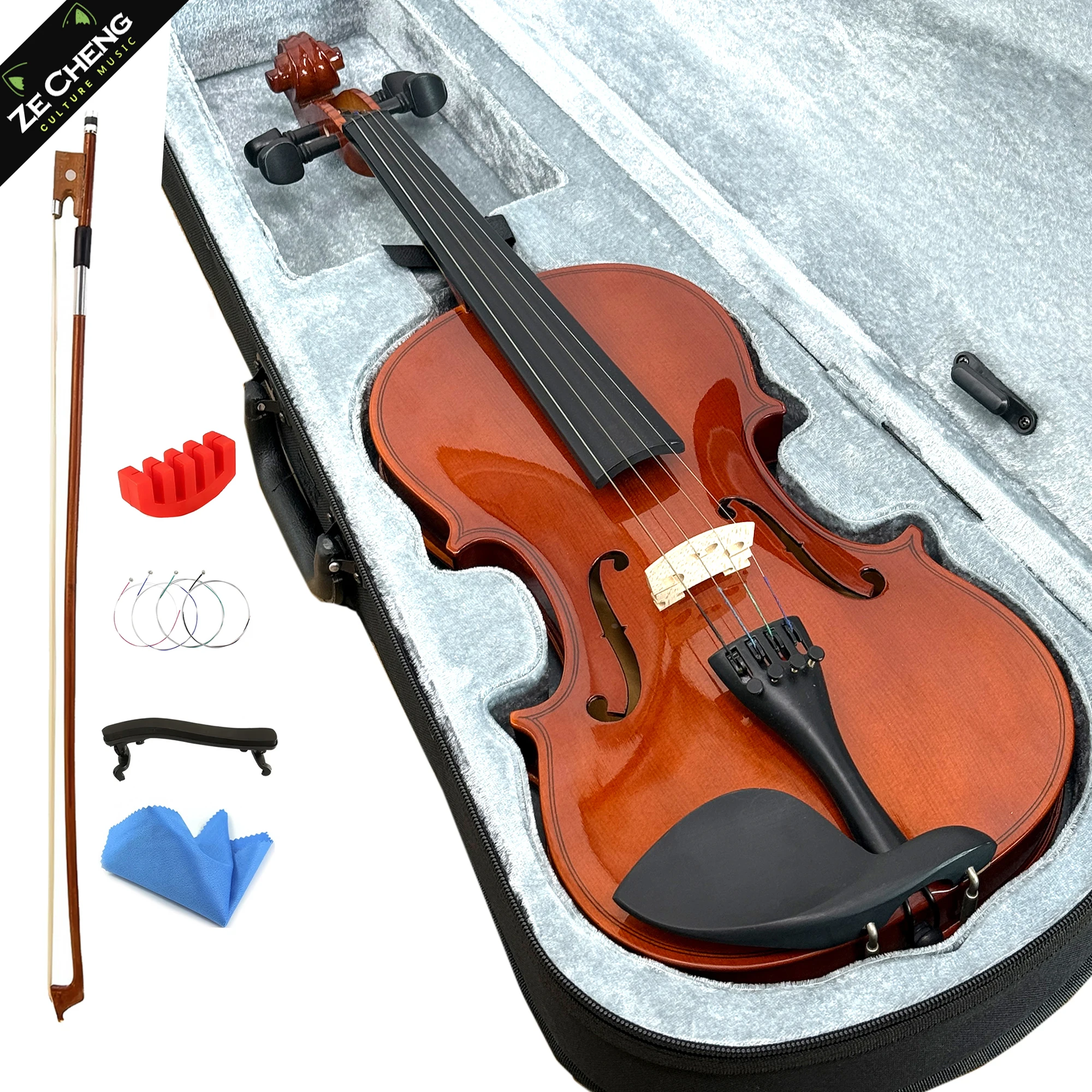 1/16 Size Kids Violin Beginner Kit with Hard Case, Bow & Accessories, Student Starter Set