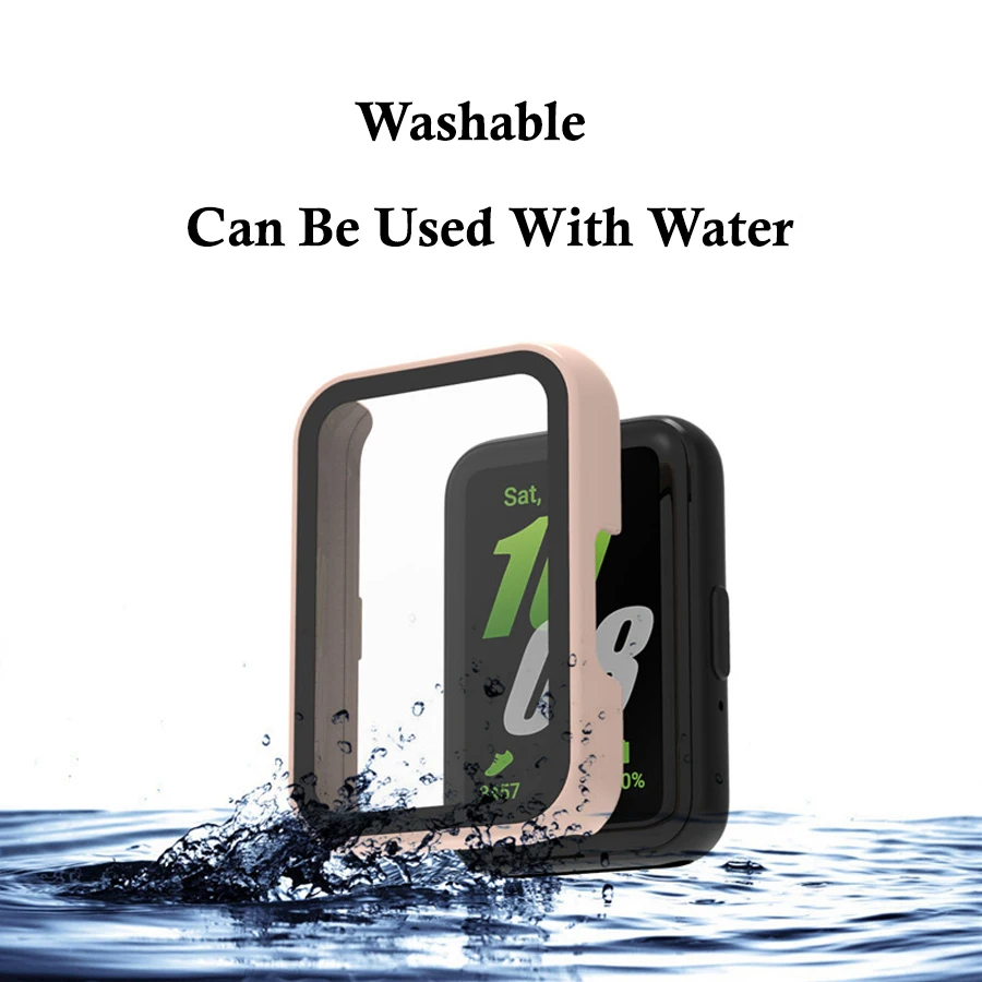 Integrated PC Watch Case+Tempered Glass Screen Protector For Samsung Galaxy Fit 3 SM-R390 Full Cover Shockproof Anti-Scratch