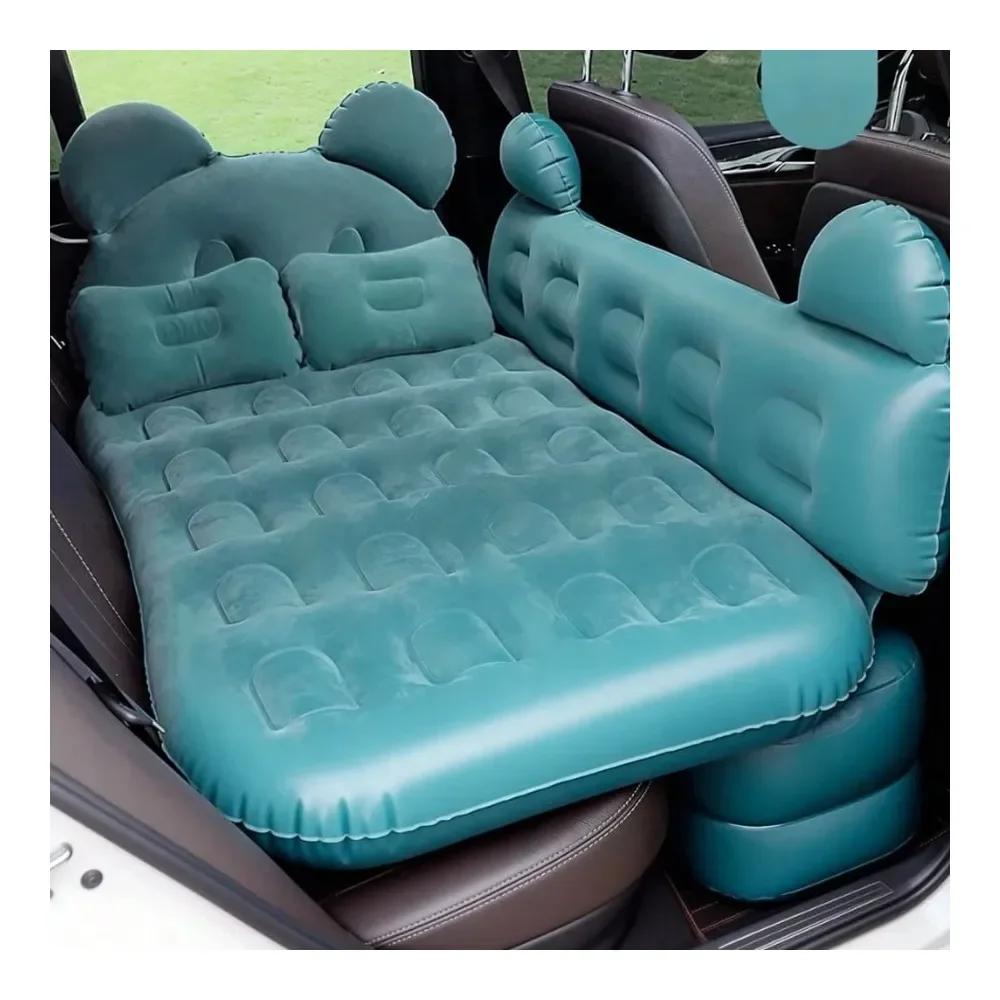 

Cute Cartoon Bear Inflatable Car Mattress, SkinFriendly Foldable Portable Car Accessory, Perfect For Outdoor Camping, Beach Tri