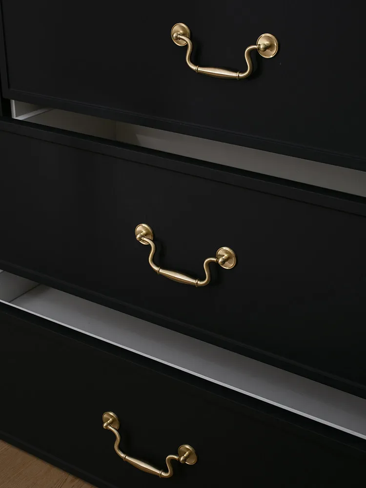 French Cabinet Handle Light Luxury Style Original Hanging Ring Handle Furniture Drawer High-end Gold Double Hole Handle