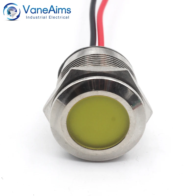 2pcs 22mm Waterproof IP67 LED Indicator Light DC/AC 3-48V Metal Pilot Warning Lamp Red Yellow Green Blue for Marine Dashboard image 6