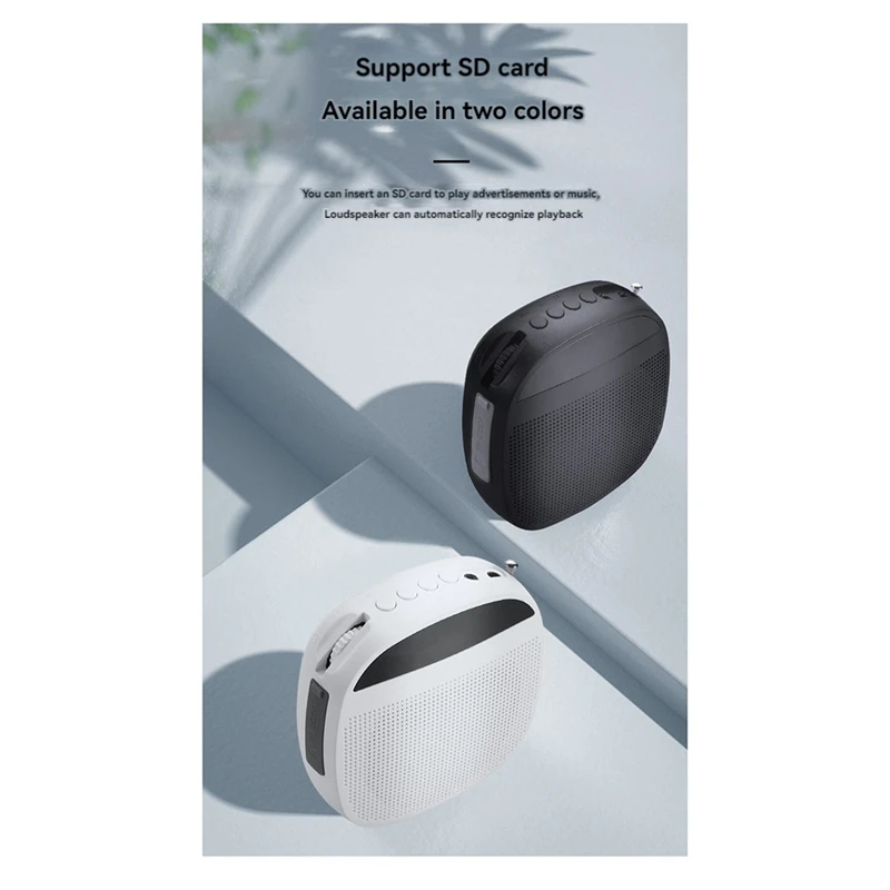 مضخم صوت محمول مضخم صوت سلكي مكبرات صوت راديو FM ميكروفون يرتدي الرأس مكبر صوت للمعلمين أسود-A22U