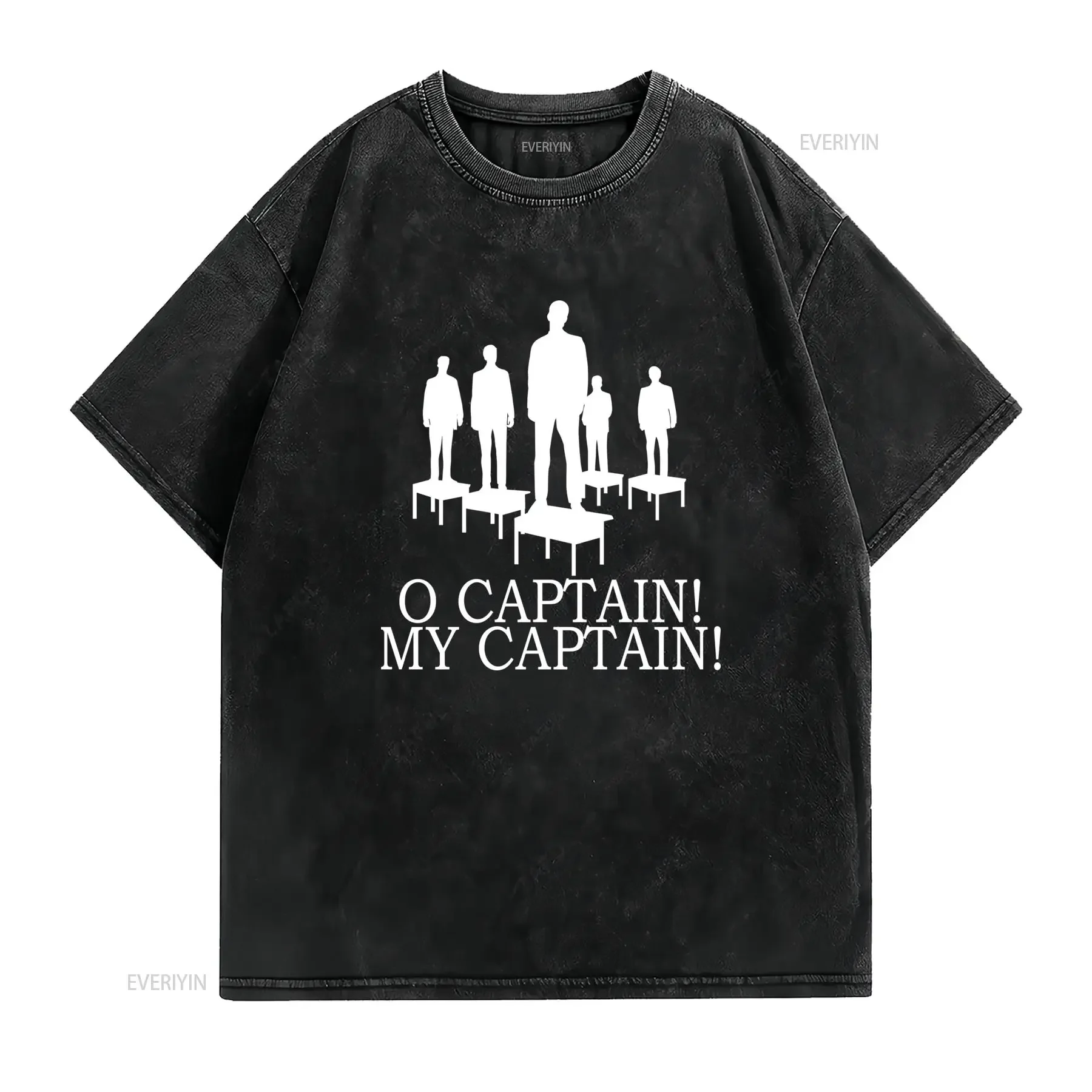 Dead Poets Society Captain John Keats Literary T Shirt Black with White Print Iconic Movie Quote Book Titles Casual vintage