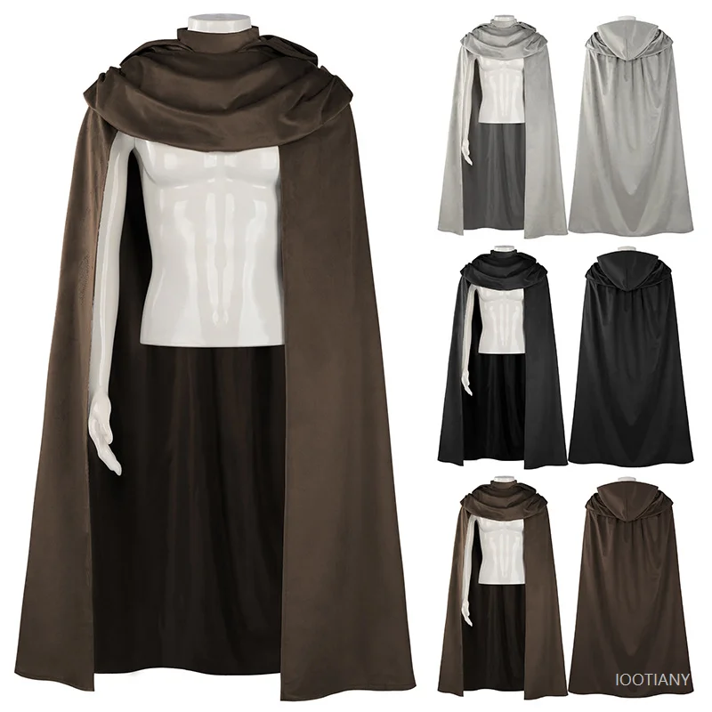 

New Adult Halloween Medieval Costume Hooded Cloak Men Ancient Retro Knight Hunter Archer Cosplay Cape Anime Kamui Shawl Capes