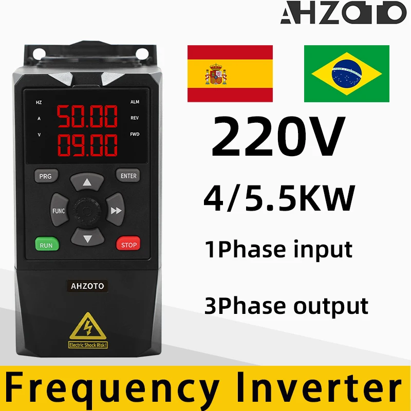 

Frequency Converter 1Phase 220V Input and 3 Phase 220V Output Motor Speed Control VFD Inverter 4KW/5.5KW Converter