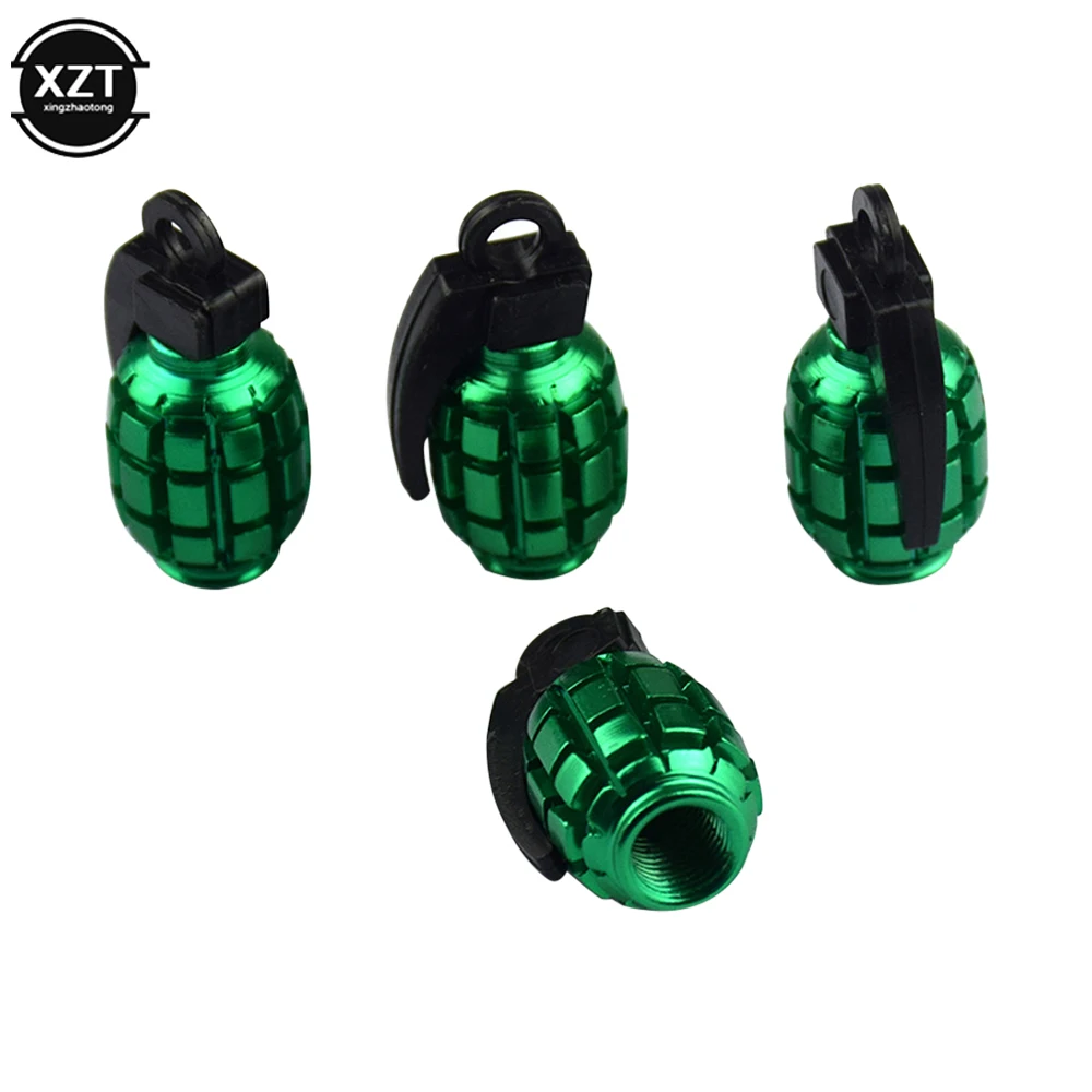 4pcs Aluminum Car Tire Valve Cap Grenade Alloy Tyre Valve Stem Cover Air Dust Cap Tire Valve Truck Bike Wheel Rim Valve Stem Cap