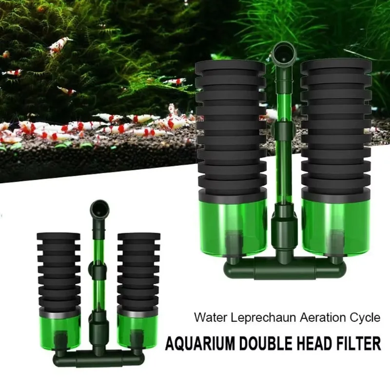 QS-100A QS-200A for Fresh/Salt Water Fish Tank Equipment Double Head Sponges Sponge Filters Foam Filter Filtration Aquarium