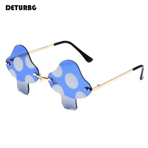 Mushroom Coating Sunglasses for Women Men Irregular Rimless Eyewear Retro rave Party halloween Sun Glasses Shades UV400 SG140