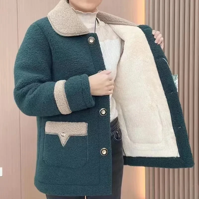 Winter Jacket 2025 New Women's Imitation Lamb Wool Coat Loose plush Warm Granular Fleece Cotton Padded Coats Parkas Female Tops