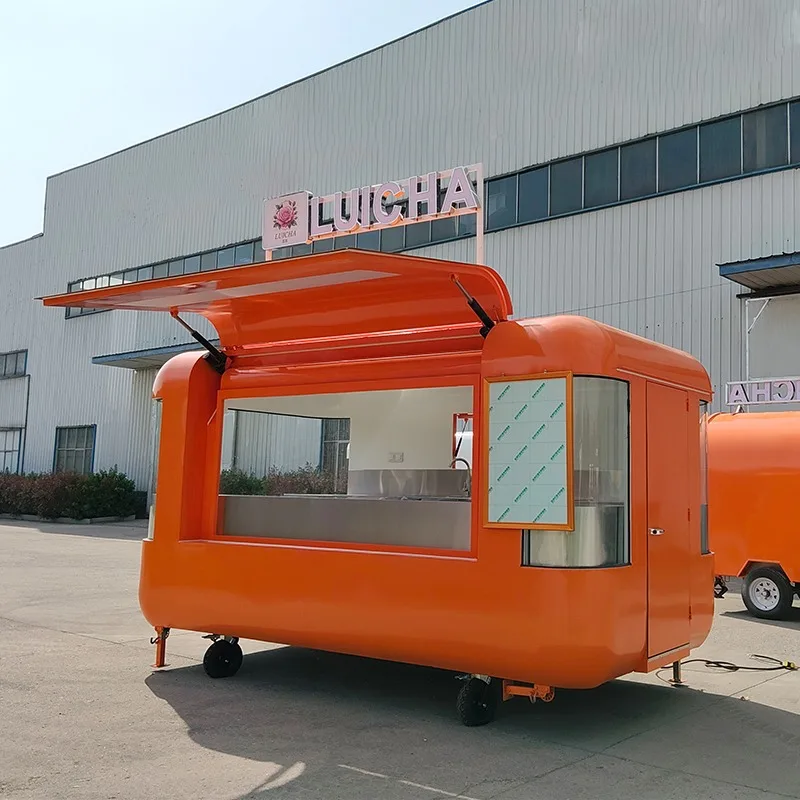 Reasonable‑Priced Mobile Food Truck, Fiberglass & Aluminum Rust‑Resistant Outdoor Food Cart With 1‑Year Warranty