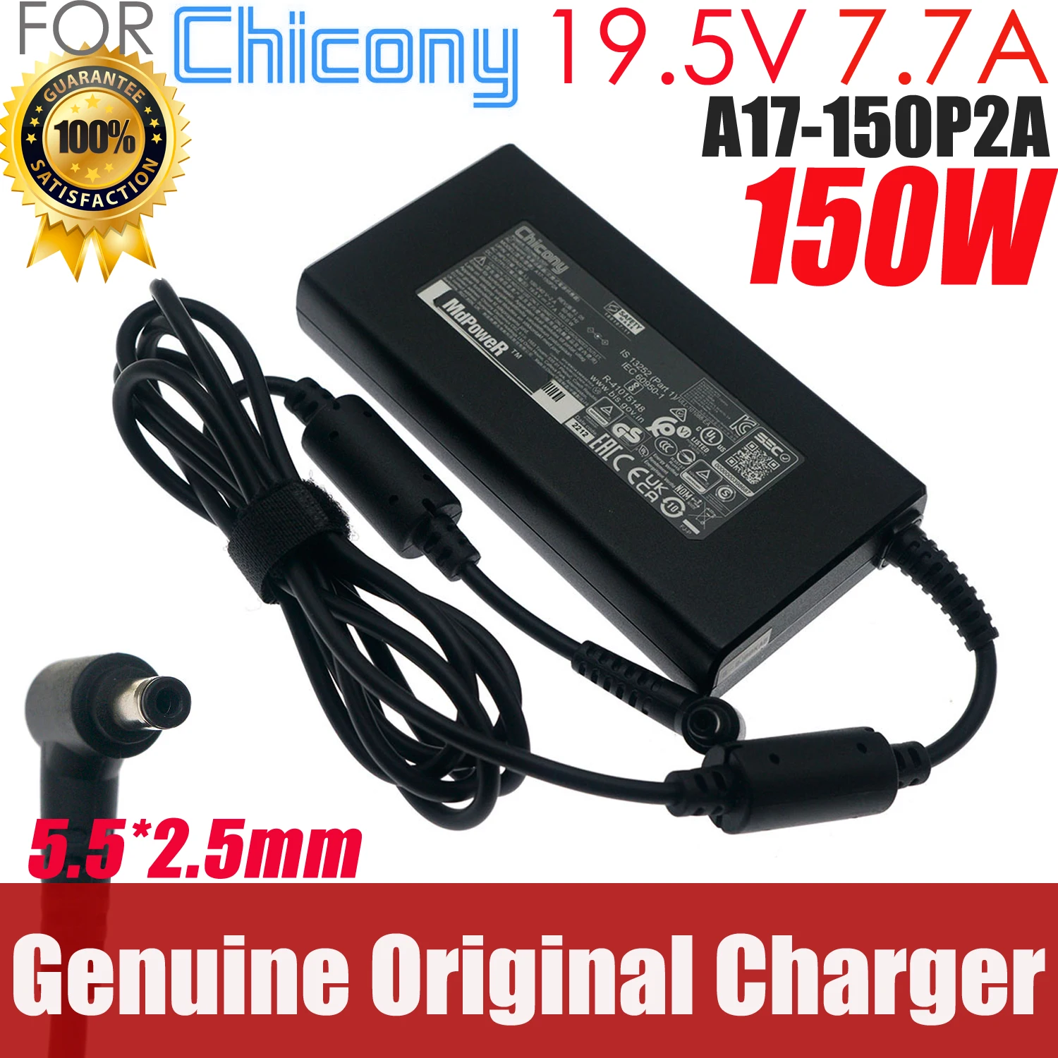 Genuine Chicony A17-150P2A A150A021P 19.5V 7.7A 150W AC Adapter 5.5x2.5mm for MSI GS60 GS70 GE62 GF62 GL62M MEDION