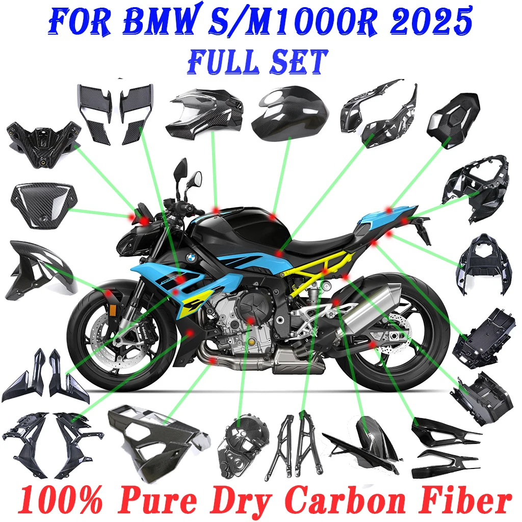 Accessories 2025 For BMW S1000R M1000R 2021 2022 2023 2024 Pure Dry Carbon Fiber Winglets Rear Parts Fenders Cover Fairing Kits