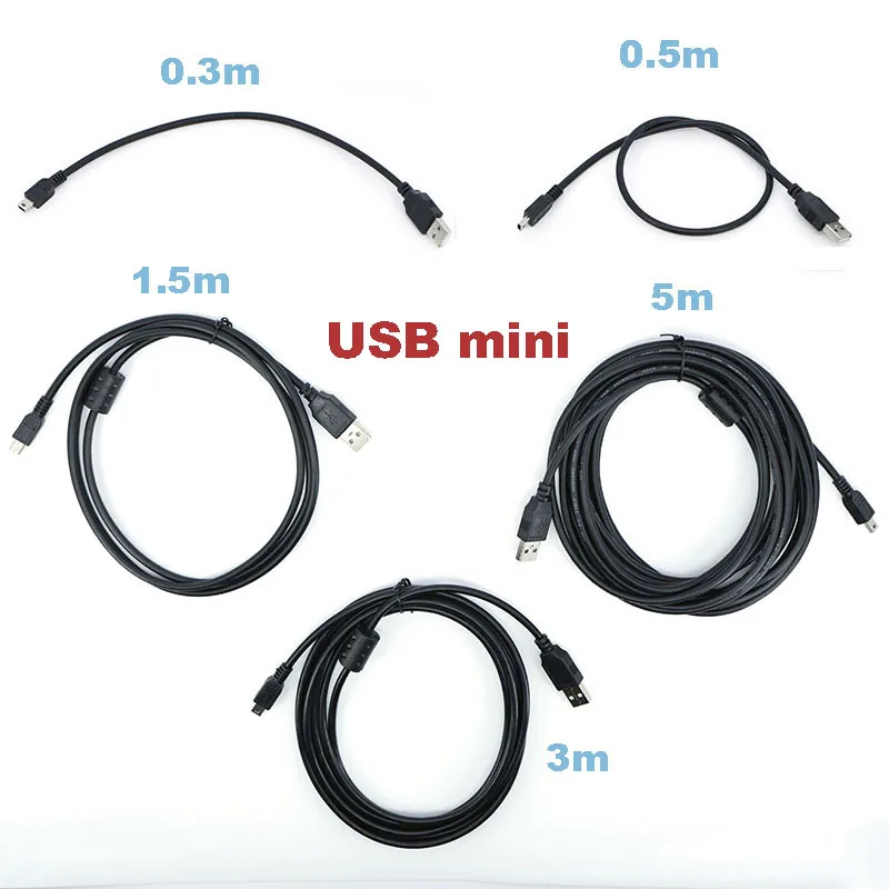 Mini B 5pin USB male Cable To USB male T port Fast Data Charger Cable For MP3 MP4 Player Car DVR GPS Digital Camera HDD W28