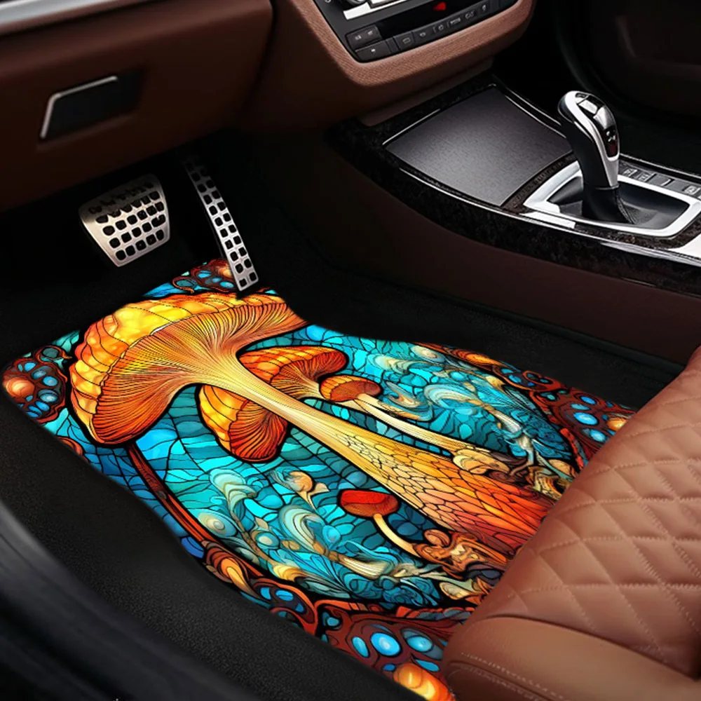Mushroom Cloud Pattern Yellow Mushroom Car Carpet Front And Rear Seat Mat Non-Slip Decorative Anti-Fouling Thickening Machine Wa