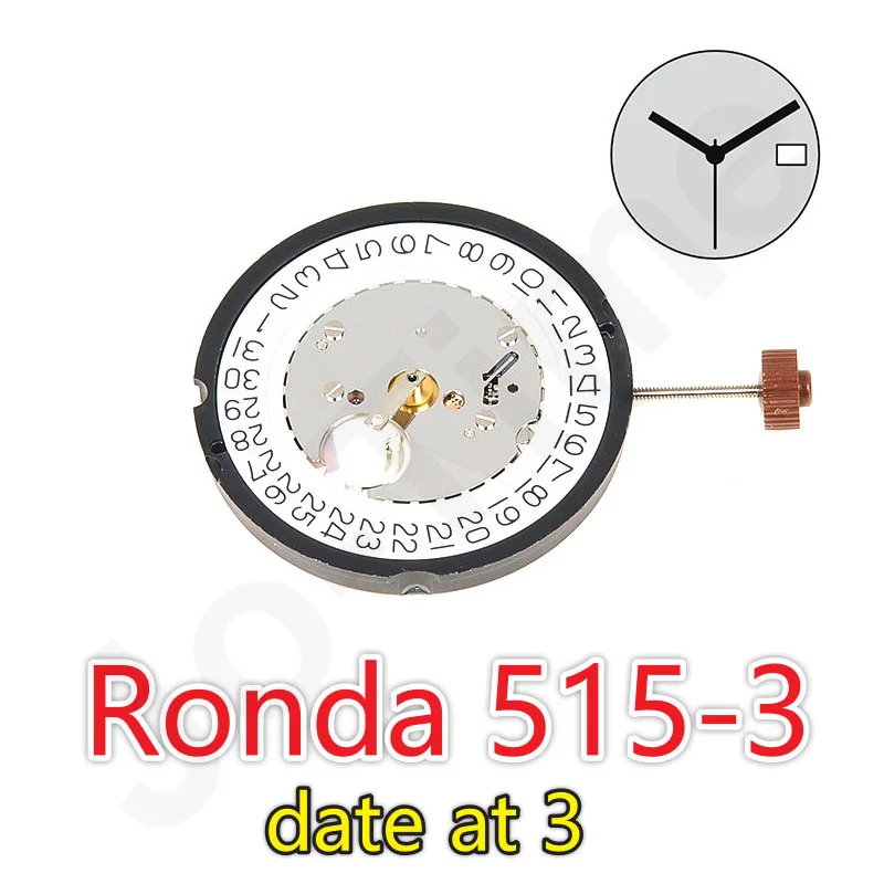 Ronda 515-3 Normtech 3-wskazówkowy mechanizm kwarcowy z datownikiem - naprawa części Akcesoria dla zegarmistrzów