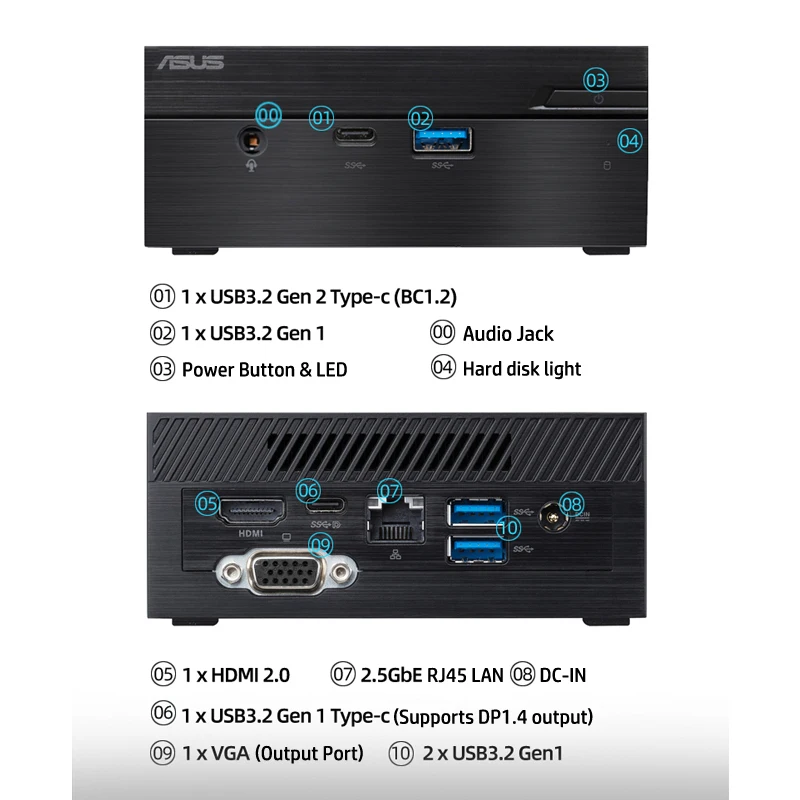 ASUS PN41 Mini PC, Ultrakompakte Computer mit 11th Gen Intel Celeron oder Pentium CPU, wiFi 6 Bluetooth 5.0, 2,5 Gbps LAN,Windows 11