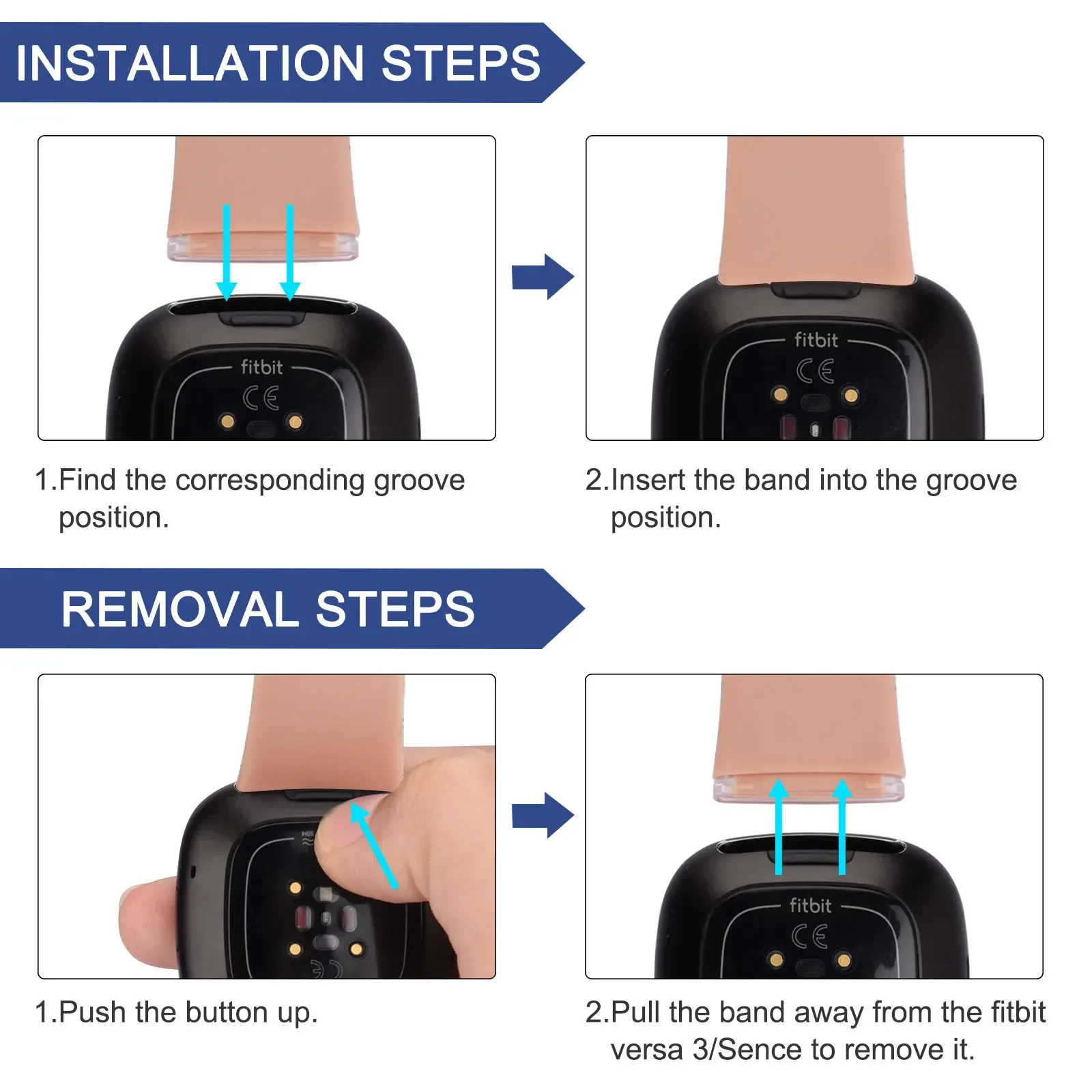 حزام ساعة من السيليكون لساعة Fitbit Versa 3 حزام Smartwatch الرياضية لملحقات سوار المعصم المقاوم للماء من Fitbit Versa Sense