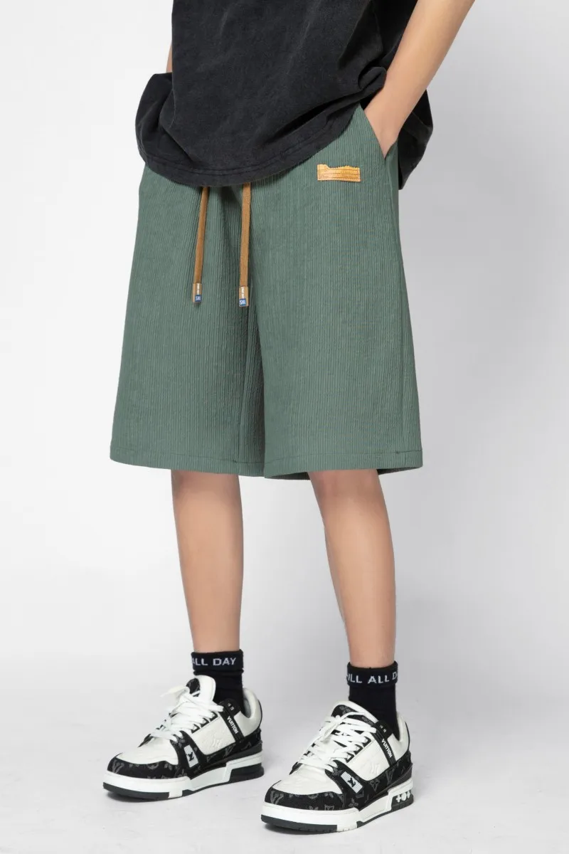 

Мужские шорты из ледяного шелка: быстросохнущие, тонкие, свободного кроя, летние спортивные брюки, прямые, повседневные, средней длины, до колена