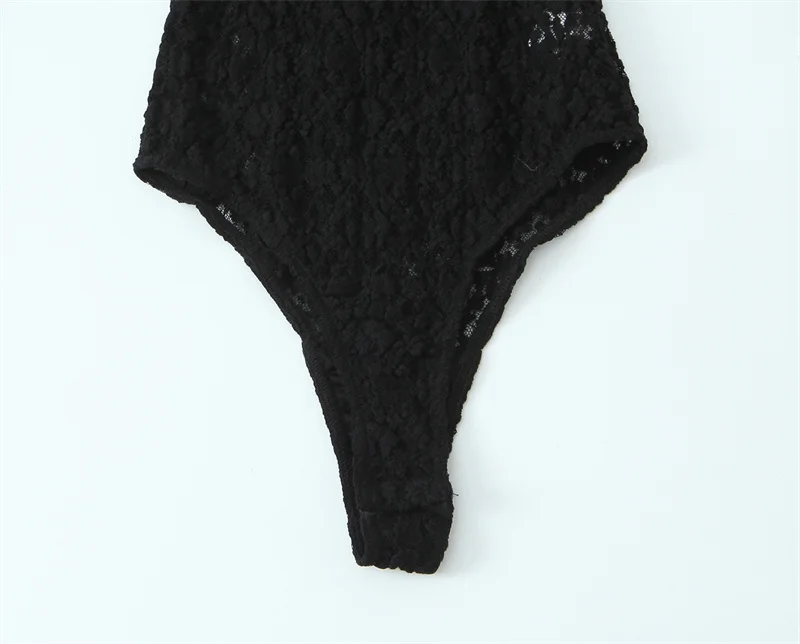 جمبسوت نسائي لخريف 2025 نمط جديد أسود بأكمام طويلة مع زخرفة فيونكة مثير مفتوح الظهر مع تفاصيل من الدانتيل عصري #4