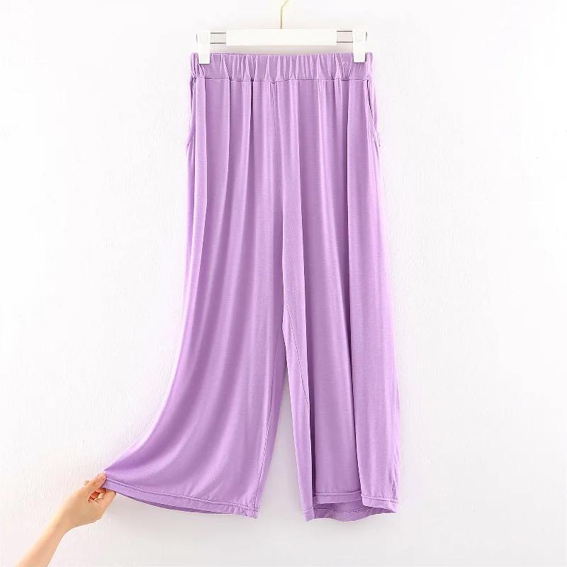 Fdfklak Large Size Women Sleepwear Pant Loose Cotton Spring Summer 3/4 Length Pajamas Pants Lounge Wear Home Pantalones Female
