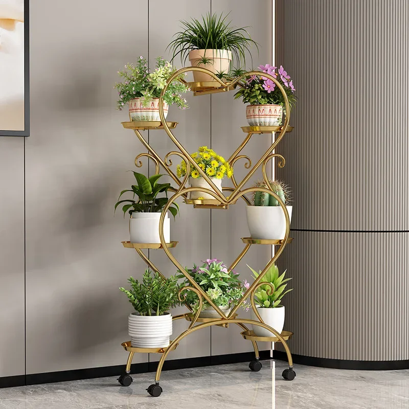 LH3 multi-layer shelf universal wheel flower pot bracket green plant simple wind floor type