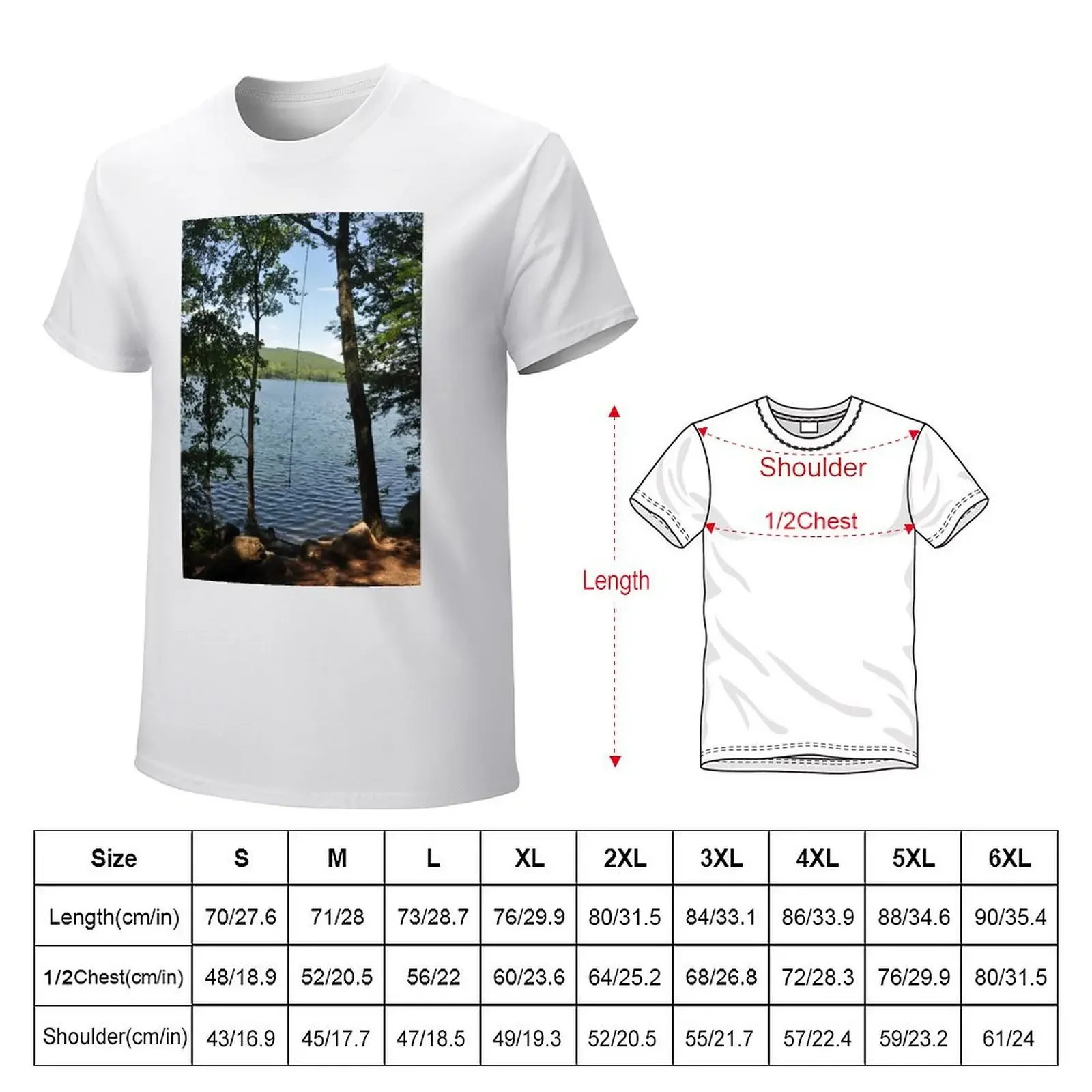 A Rope Swing Over a Lake T-Shirt blacks summer tops plain Men's t-shirt