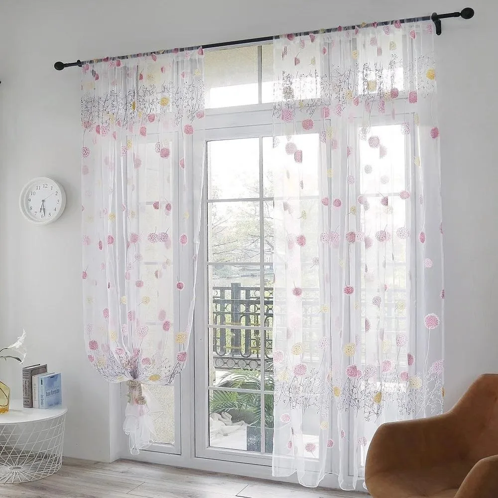 Tulle for Living Room on The Window Curtain Kitchen Bedroom Filament Modern Short Screen Sheer-Curtains Blinds Drapes Dandelion