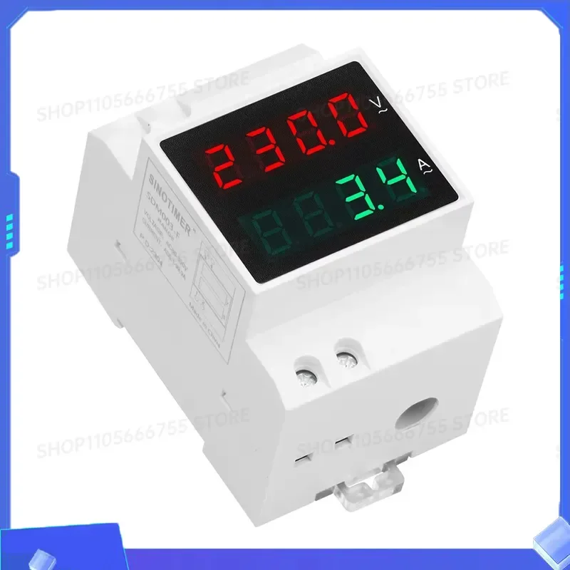 Single Phase Ammeter Voltage Meter 80-500V Modular Voltmeter Gauge Current Indicator Volt Amp Monitor Din Rail Install