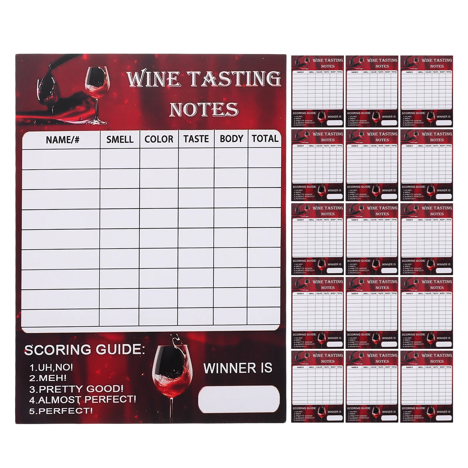 

30Pcs Wine Tasting Feedback Cards Professional Evaluation Sheets Notes Party Supplies 18x12.6cm Wine Tasting Sheet