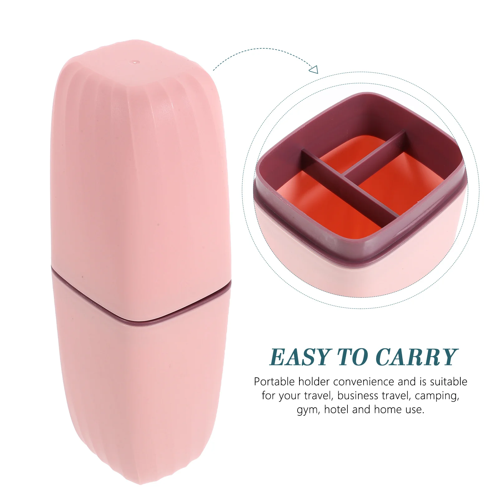 

Toothbrush Box Set Bathroom Accessory Portable Case Household Cup Reusable Travel Pink Container