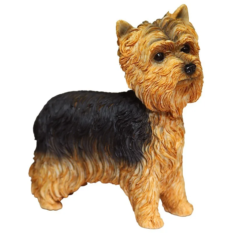 

Model Play Yorkshire Terrier Simulation Dog Model Car Ornament Resin Craft Figure Doll