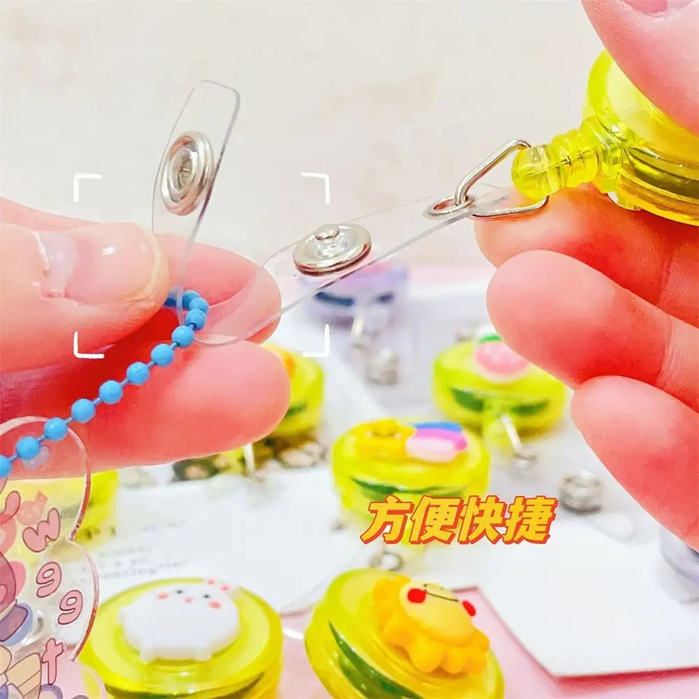 School Cute Name Tag Nurse Doctor Cartoon Card Holder Retractable Badge Reel Badge Holder ID Card Clips Name Card Holder