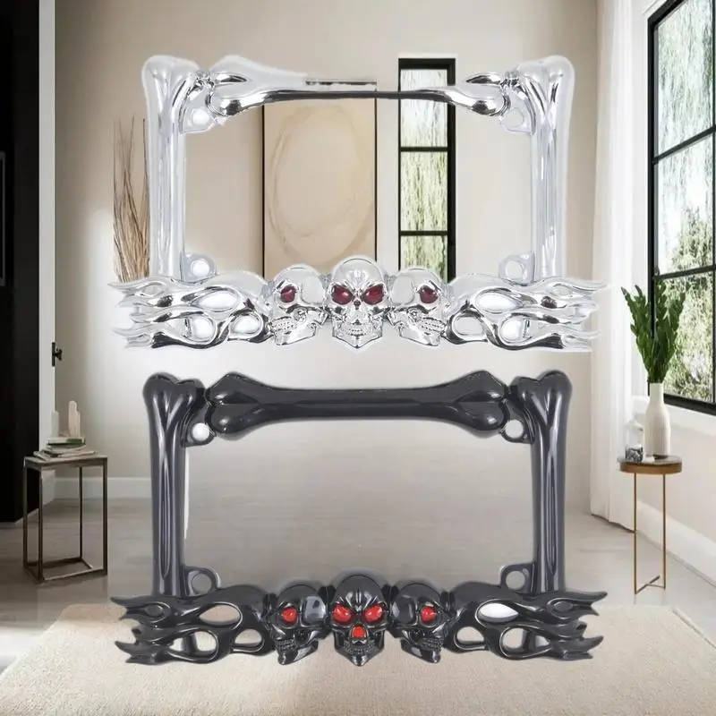 Bingkai Plat Nomor Kepala Tengkorak Plastik Berkualitas Tinggi untuk Skuter dan Sepeda Motor Sporty