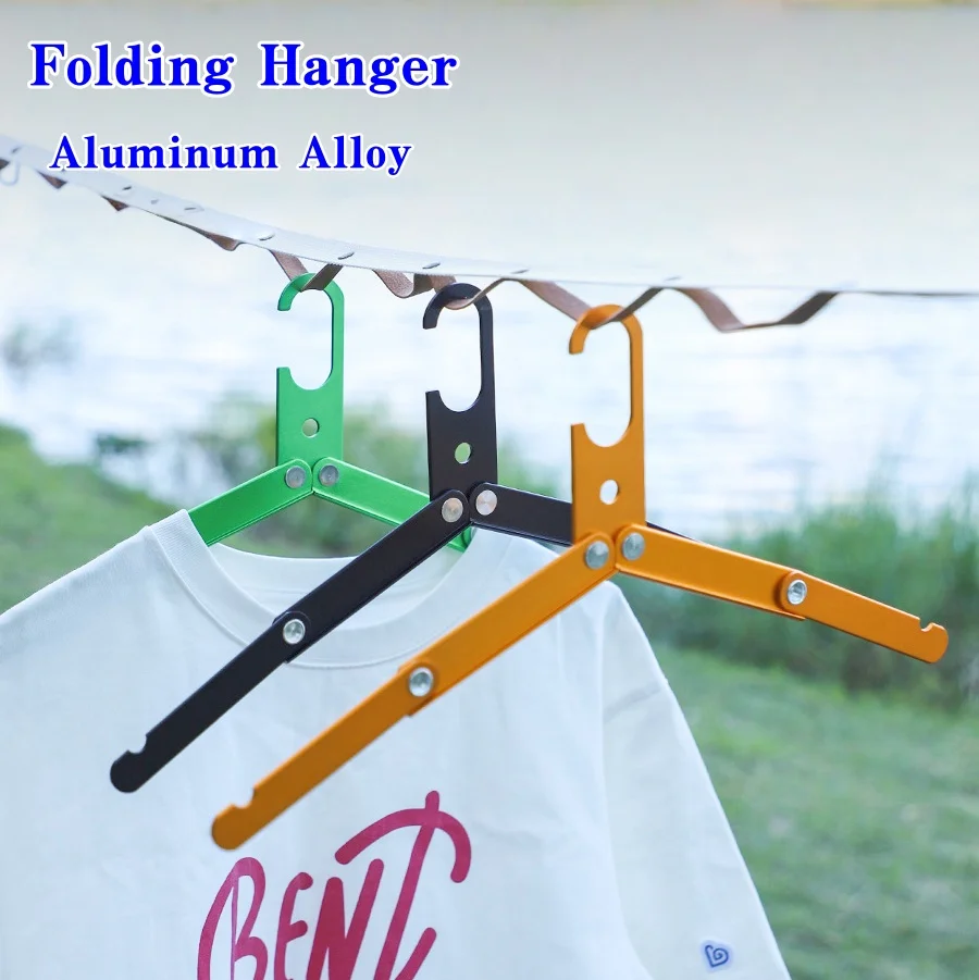 Outdoor Camping Folding Hanger Aluminum Alloy Clothes Hanger Portable Household Coat Drying Rack Metal Hangers for Travel