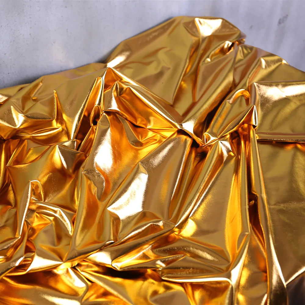 Gold Shiny Color Four-sided Stretch Full Version Fabric for Wedding Dress Decoration Stage Performance Costume Fabri