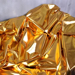 Gold Shiny Color Four-sided Stretch Full Version Fabric for Wedding Dress Decoration Stage Performance Costume Fabri