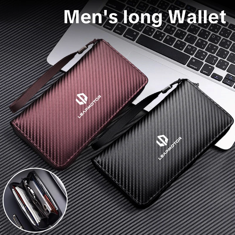 Cartera de mano para hombre, tarjetero de fibra de carbono, monedero de negocios, tarjetero para Leapmotor Leap Motor C01 C11 T03 S01 C11 Ree