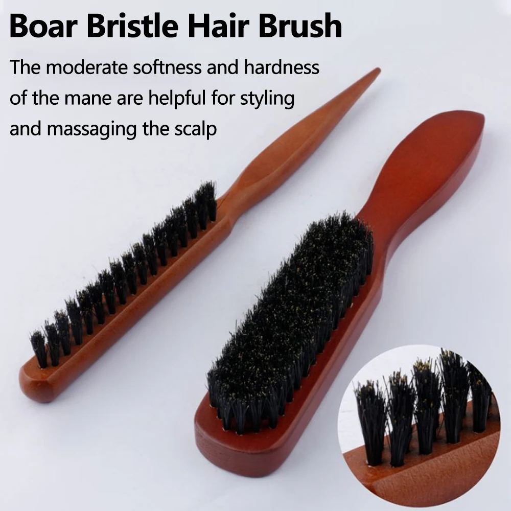 1/2Pcs Wooden Hair Brush Natural Boar Bristle Detangling Hair Comb Rat Tail Teasing Brush Professional Hairdressing Styling Tool