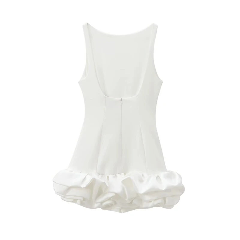 Vestido corto Formal sin mangas para mujer, minifalda de burbuja, color blanco