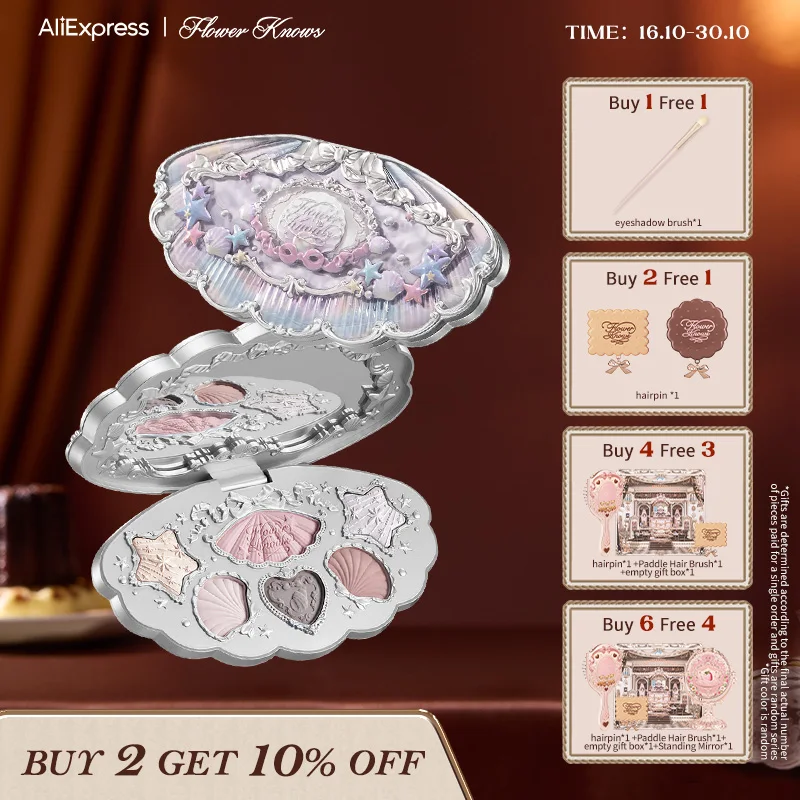 

6-цветная палитра для макияжа Flower Knows Shell's Jewel Collection
