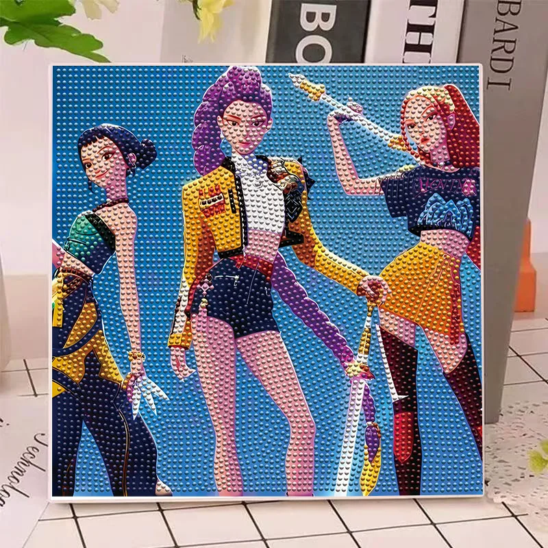 Anime Hunters Gilrs Lumi Mila Zoi Diamond Painting Kit Complete 5D DIY Kit with All Tools DIY Craft Wall Art Gift Home Decor