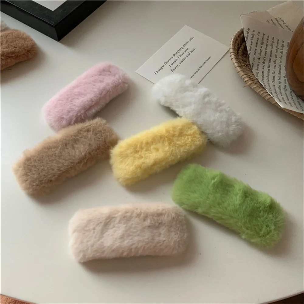 Square Hairpin All-match Popular Hairpin Bangs Clip Clothing Accessories All-match Hairpin Lovely Soft Plush Cute Hairpin Large