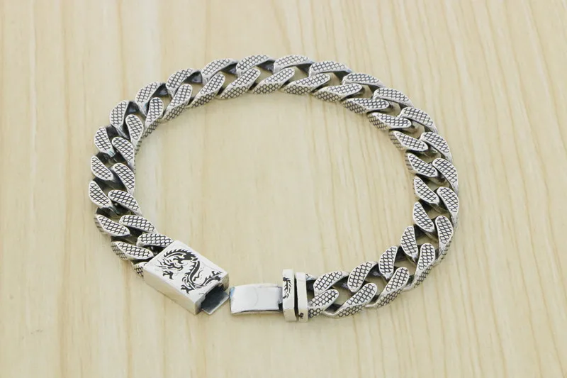 Original Handmade Men's Personalized Retro S925 Sterling Silver Leading Bracelet New Chinese zodiac dragon shaped bracelet