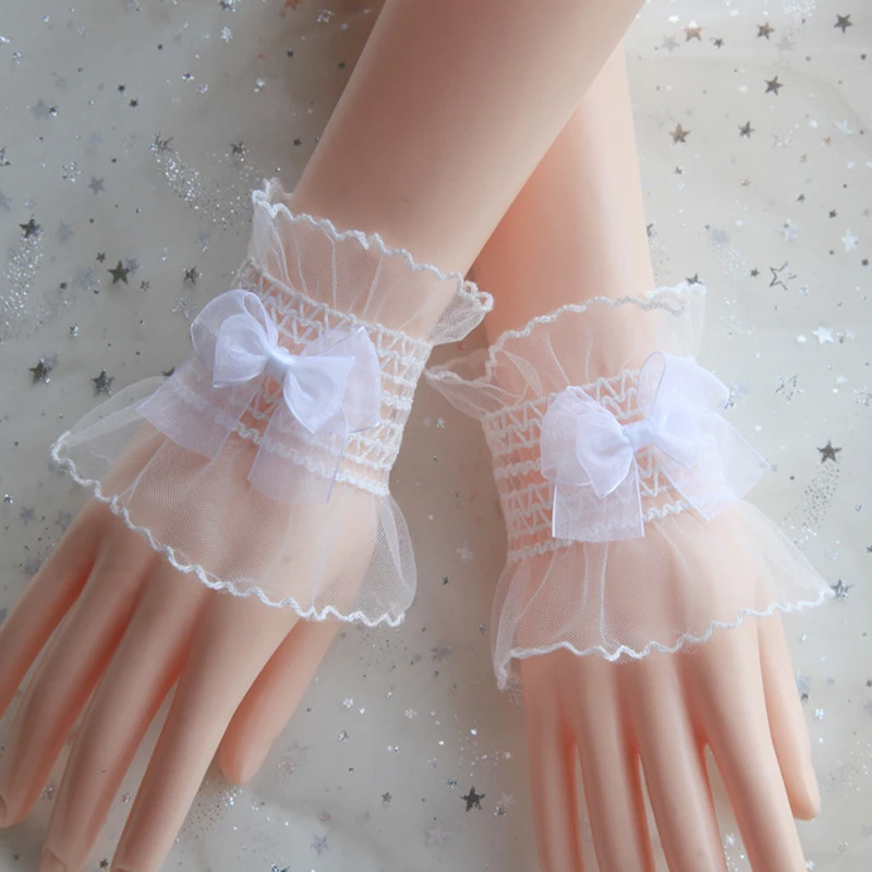 

Women's Bow Wrist Sleeve Cute Fairy Lace Mesh Lolita Cuffs For Weddings And Parties