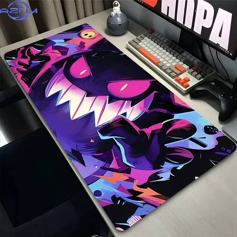 Purple Neon Dark Ghost Cartoon Creature With Energy Effect Mouse Pad Rubber Non Slip Desk Mat for Gaming Computer Table Decor
