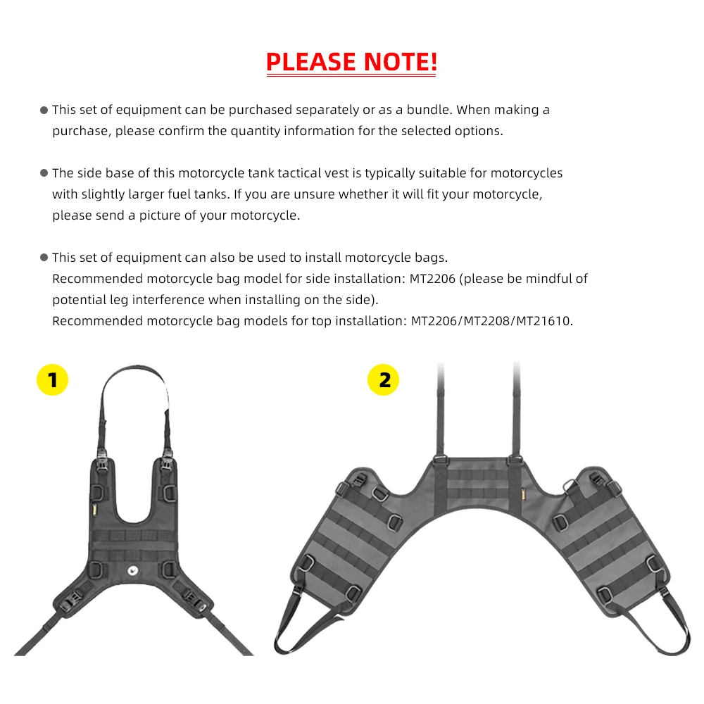 Rhinowalk Motorcycle Tactical Vest Set Motorcross Tank Bag Base & Saddle Bag Base Portable Motor Accessory For Universal Motor